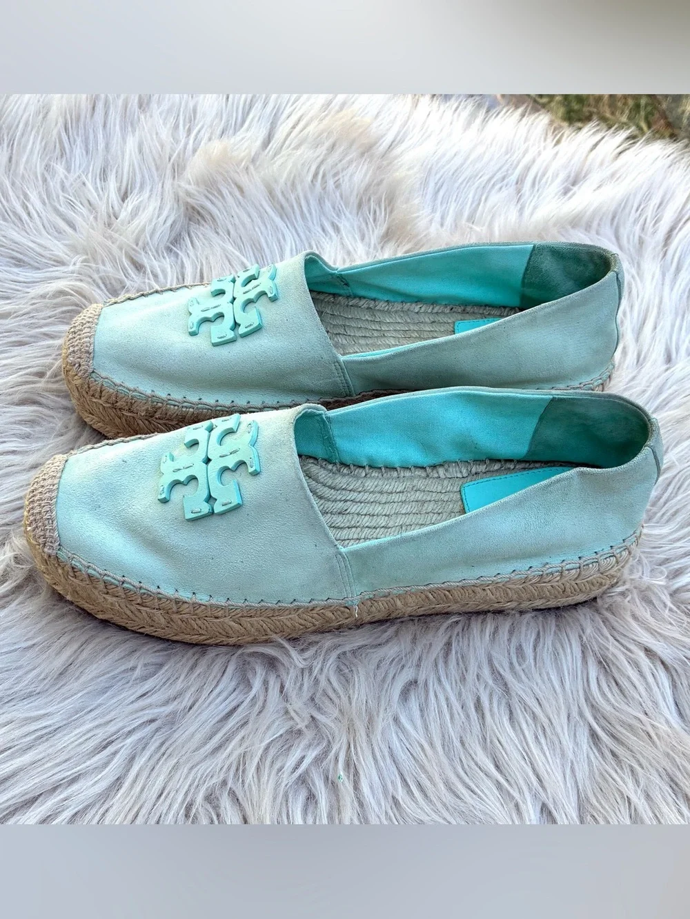 Tory Burch Inez Platform Teal Espadrilles Sz 10
